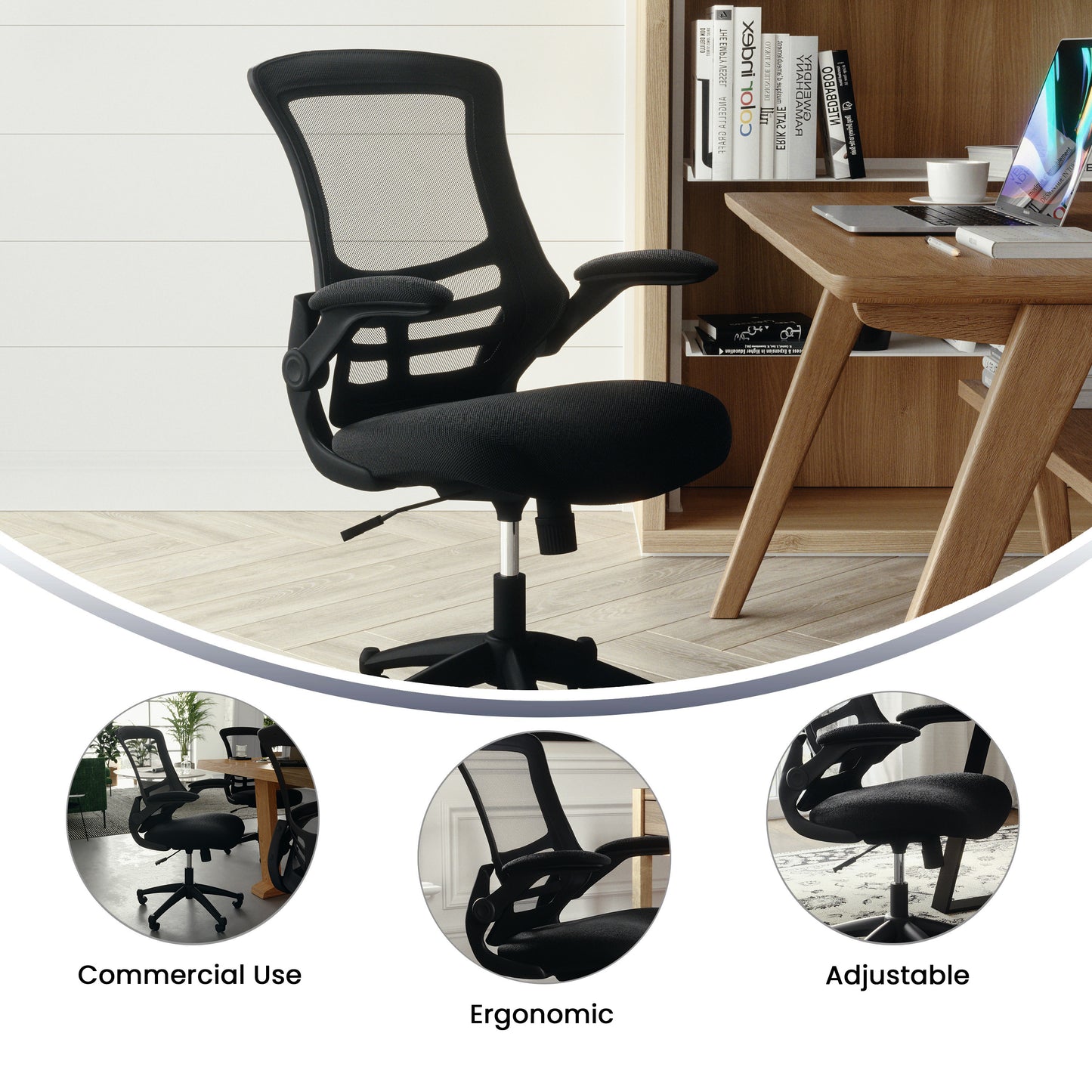 Kelista Mid-Back Black Mesh Swivel Ergonomic Task Office Chair - Bestfurniturecart