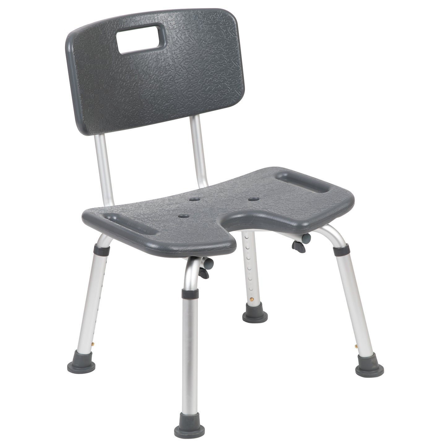 Hercules Series 300 Lb. Capacity, Adjustable Gray Bath & Shower Chair with U-Shaped Cutout - Bestfurniturecart