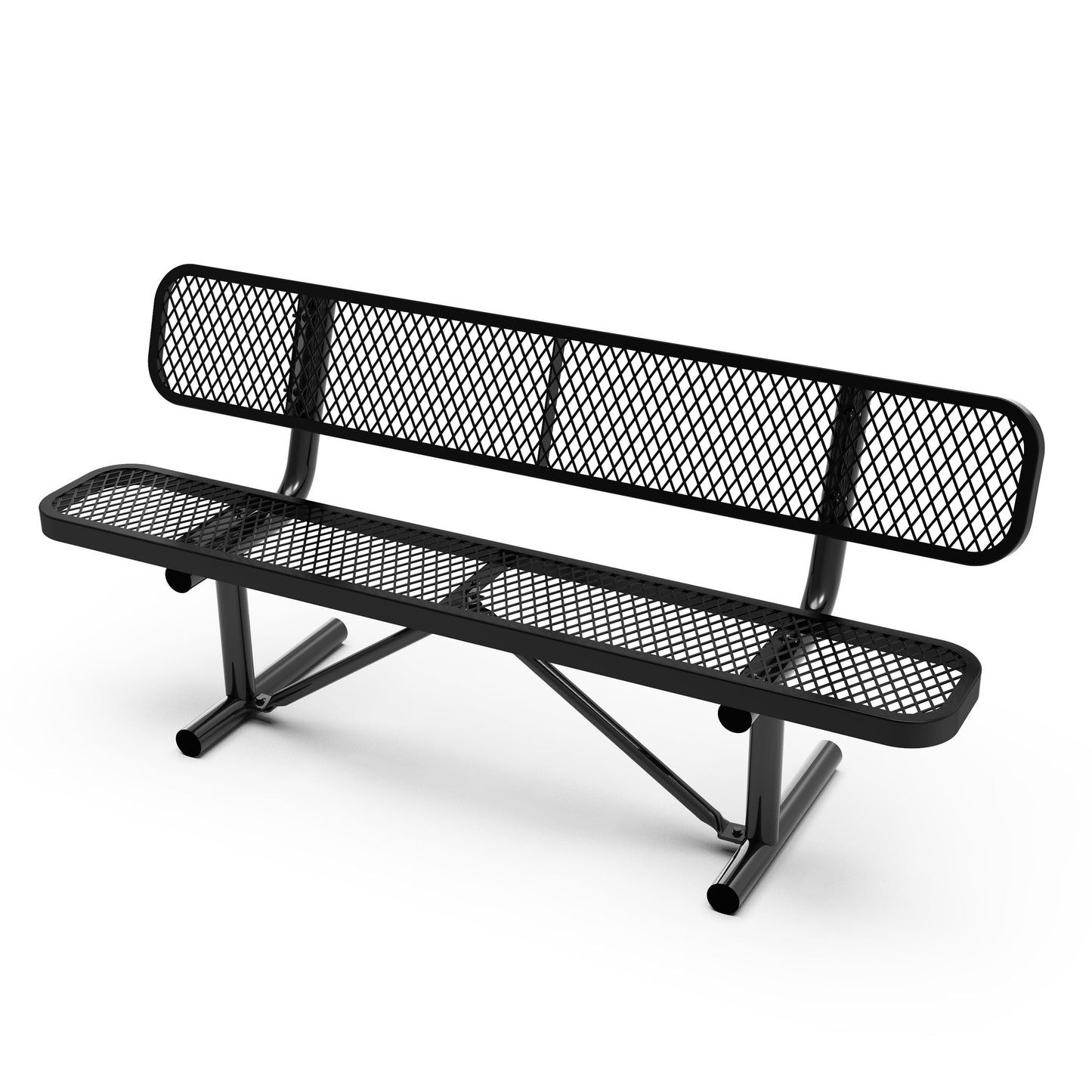 6' Black Metal Mesh Bench