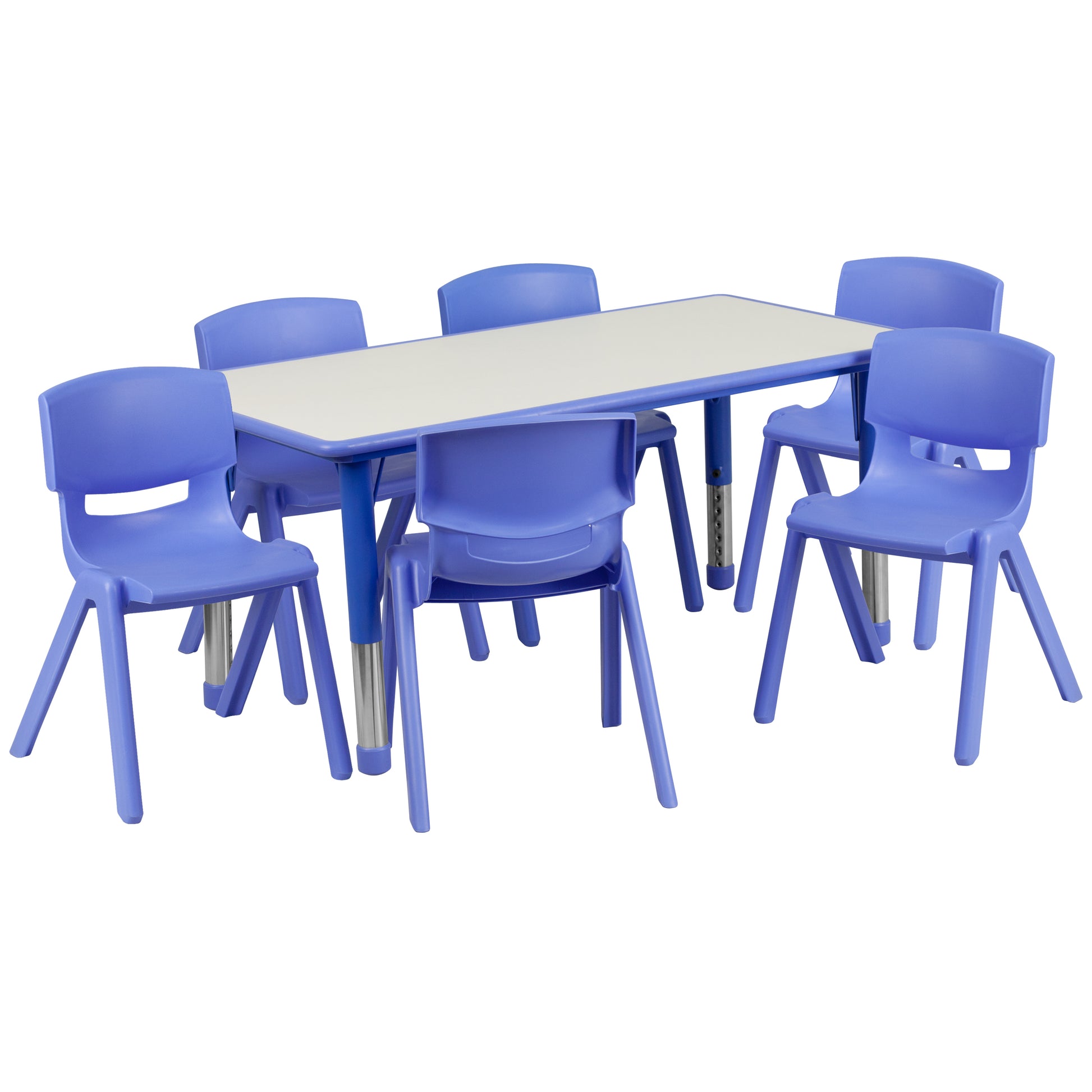 Emmy Adjustable Table with 6 Stackable Chairs for Kids - Bestfurniturecart