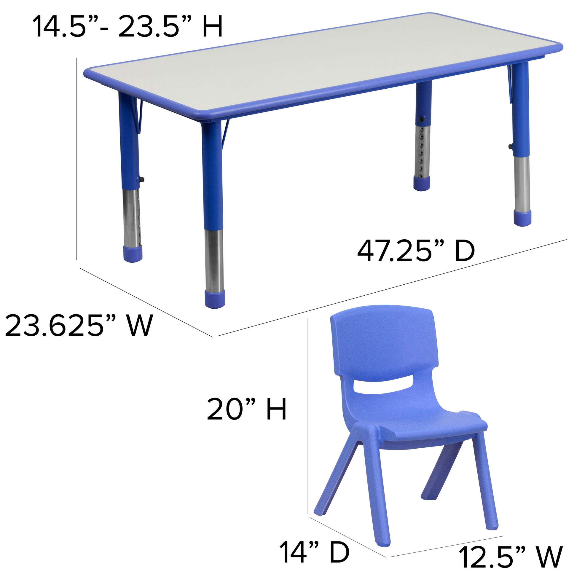 Emmy Adjustable Table with 6 Stackable Chairs for Kids - Bestfurniturecart