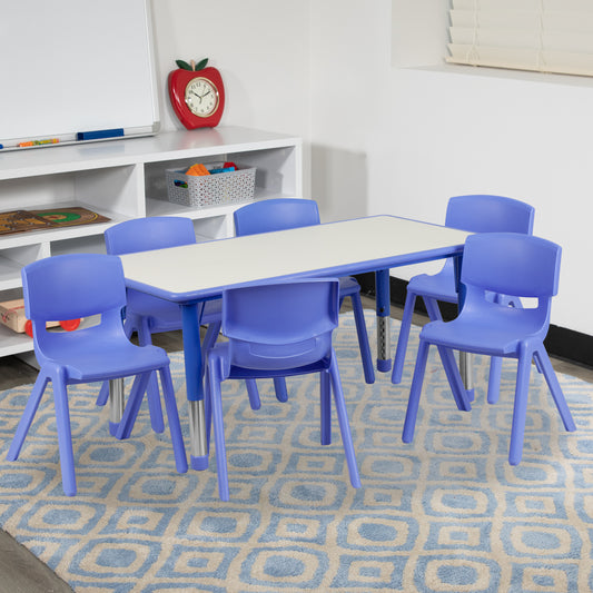 Emmy Adjustable Table with 6 Stackable Chairs for Kids - Bestfurniturecart